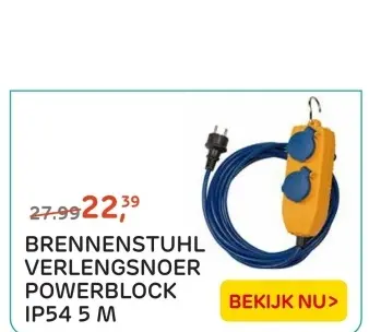 Aanbieding: BRENNENSTUHL VERLENGSNOER POWERBLOCK