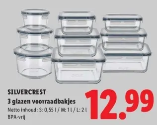 Aanbieding: 3 glazen voorraadbakjes