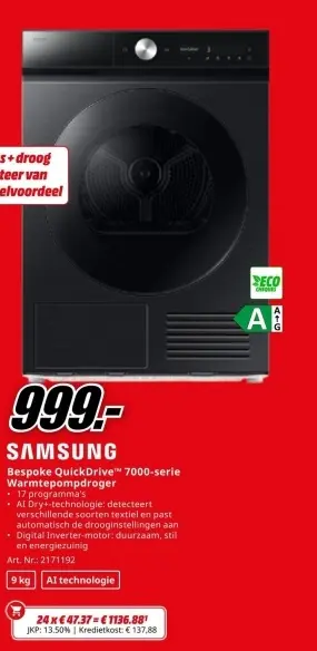 Promotie: Bespoke QuickDrive™ 7000-serie Warmtepompdroger