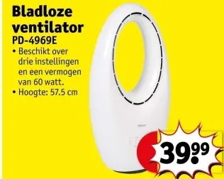Promotie: Bladloze ventilator PD-4969E