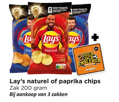 Aanbieding: Lay's naturel of paprika chips