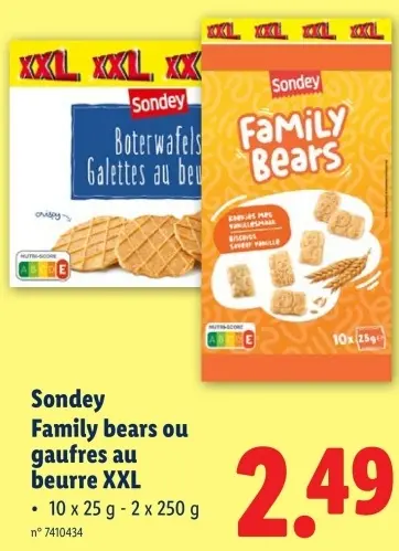 Offre: Family bears ou gaufres au beurre XXL
