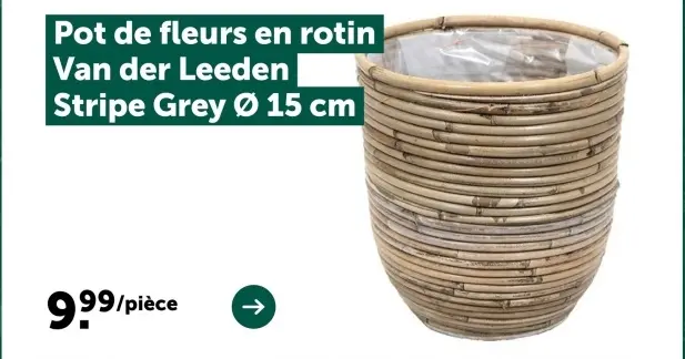 Offre: Pot de fleurs en rotin Stripe Grey Ø 15 cm