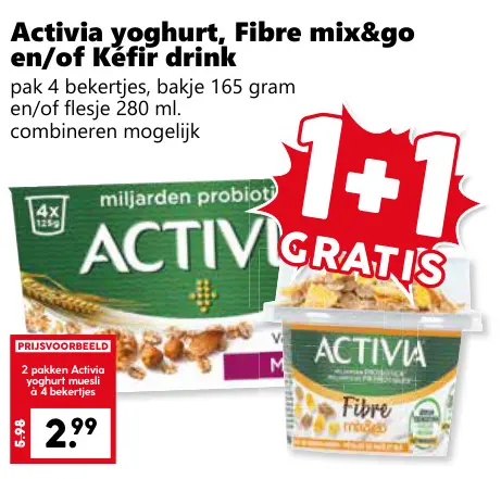 Aanbieding: Activia yoghurt, Fibre mix&go en/of Kefir drink