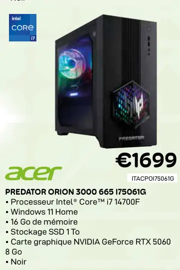 Offre: Predator orion 3000 665 i75061g