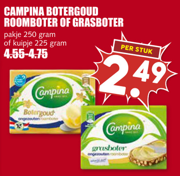 Aanbieding: CAMPINA BOTERGOUD ROOMBOTER OF GRASBOTER