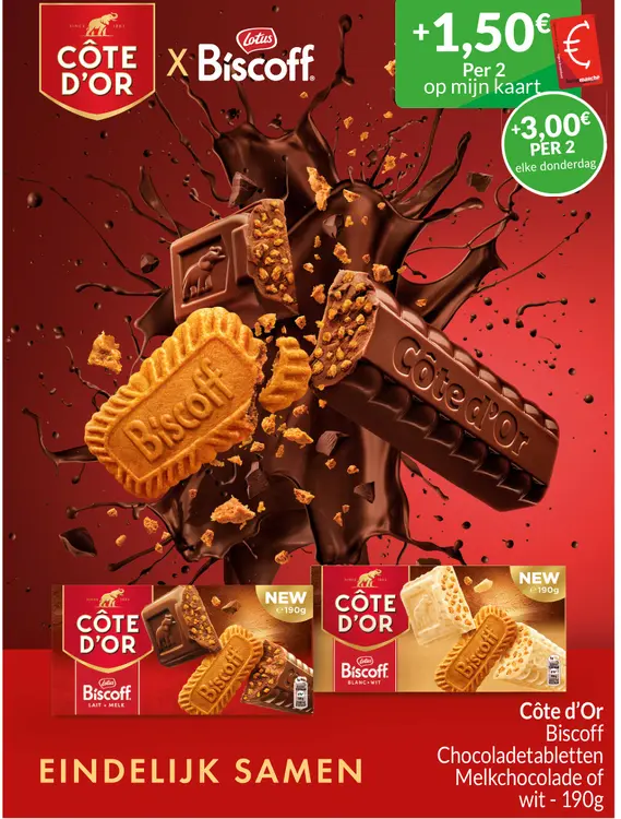 Promotie: Côte d'Or Biscoff Chocoladetabletten
