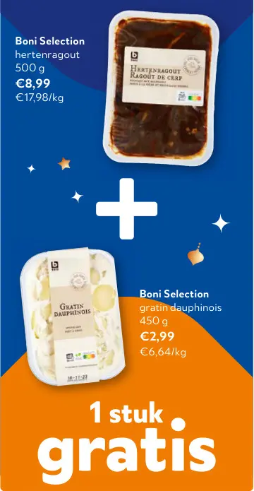 Promotie: hertenragout + Gratin Dauphinois gratis