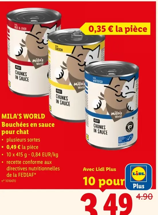 Offre: Mila's World Bouchées en sauce pour chat