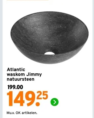 Aanbieding: Atlantic waskom Jimmy natuursteen