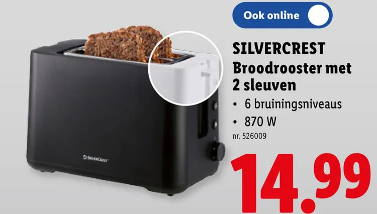 Promotie: Broodrooster met 2 sleuven