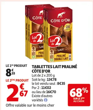 Offre: Tablettes lait praliné