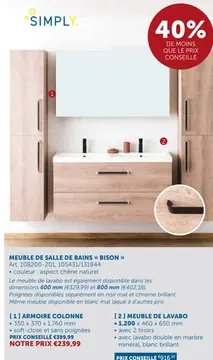 Offre: MEUBLE DE SALLE DE BAINS « BISON »
