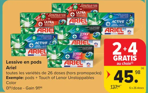 Offre: Lessive en pods