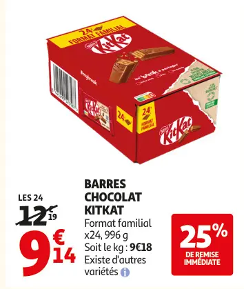 Offre: Barres chocolat KITKAT