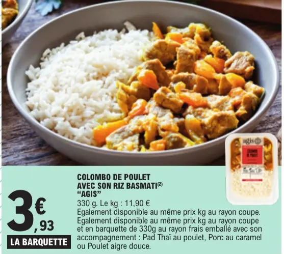 Promotie: Colombo de poulet avec son riz basmati