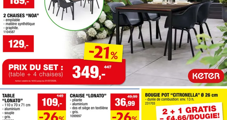 Offre: Keter Signature Porto table de jardin 159x95 noir/noyer