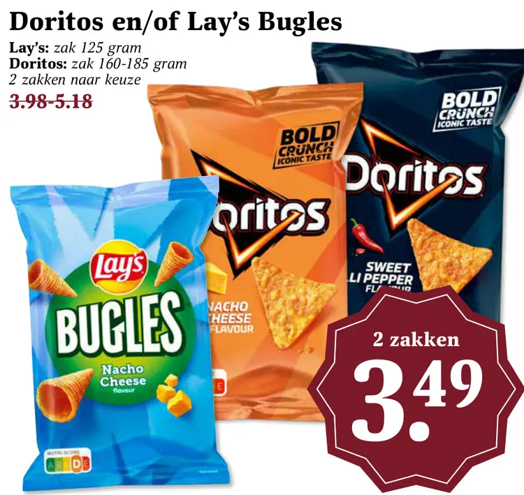 Aanbieding: Doritos en/of Lay's Bugles