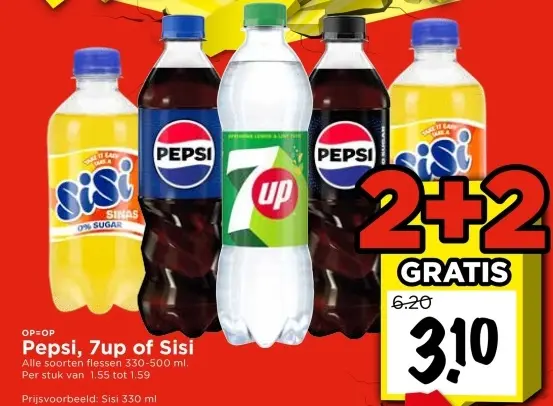 Aanbieding: Pepsi, 7up of Sisi