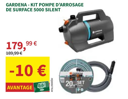 Offre: Kit pompe d'arrosage de surface 5000 silent