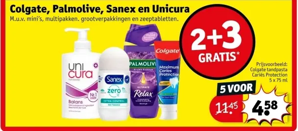 Aanbieding: Colgate, Palmolive, Sanex en Unicurara