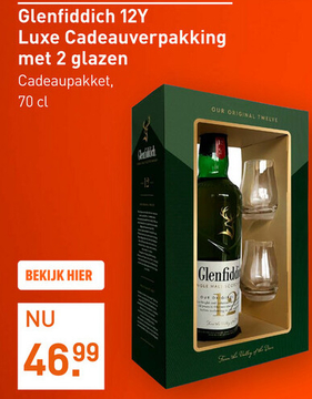 Aanbieding: Glenfiddich 12Y Luxe Cadeauverpakking met 2 g