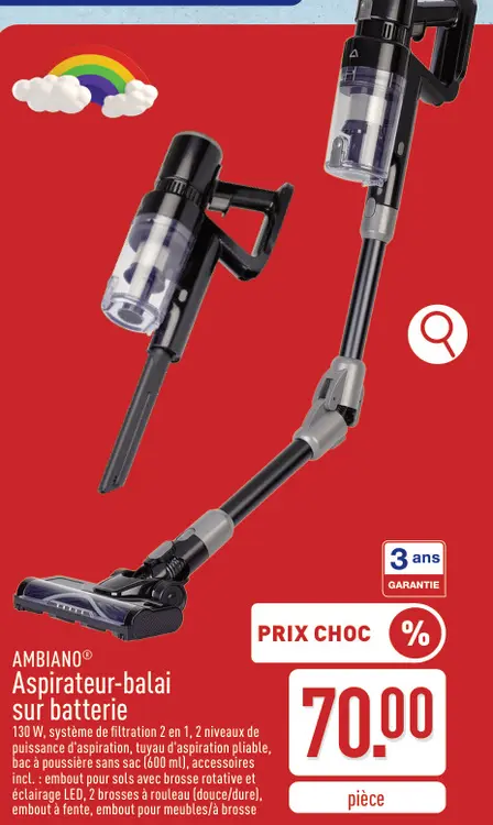 Offre: AMBIANO® Aspirateur-balai sur batterie
