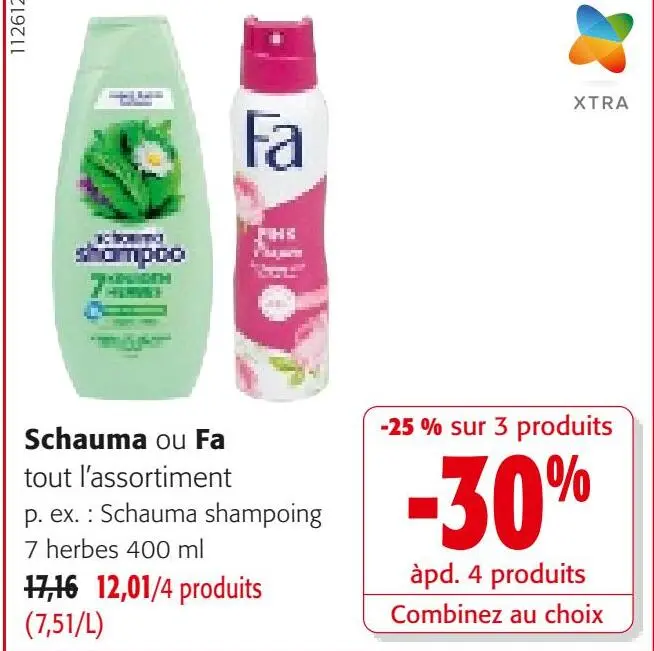 Offre: Schauma ou Fa tout l'assortiment