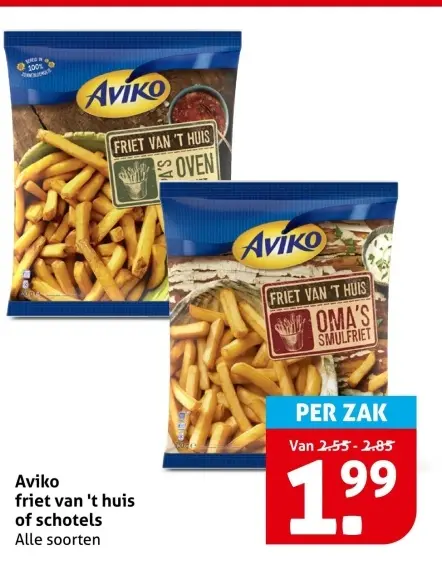 Aanbieding: friet van 't huis of schotels