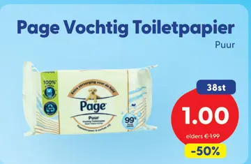 Aanbieding: Page Vochtig Toiletpapier Puur
