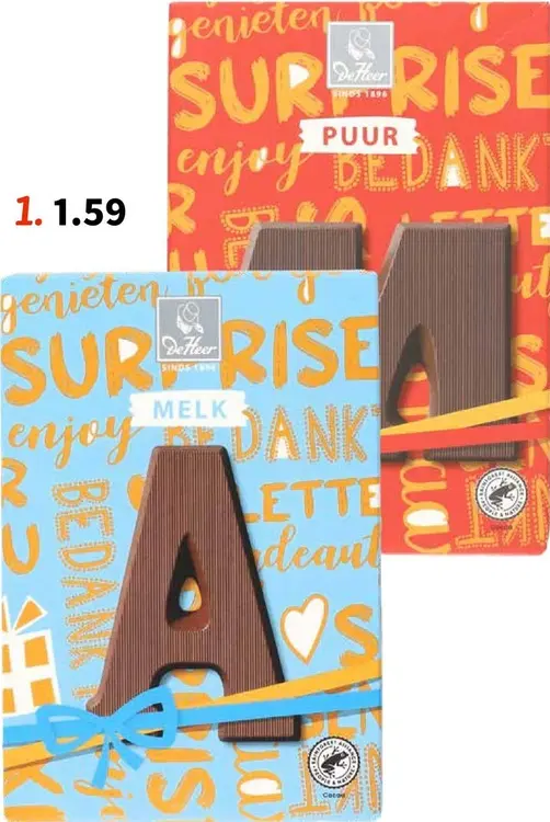 Promotie: Chocoladeletter melk of puur