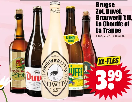 Aanbieding: Brugse Zot, Duvel, Brouwerij 't IJ, La Chouffe of La Trappe