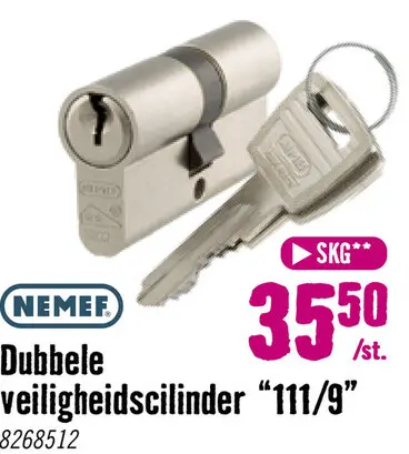 Aanbieding: NEMEF Dubbele veiligheidscilinder 111/9 30-30