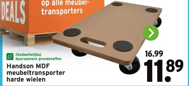 Aanbieding: MDF meubeltransporter harde wielen