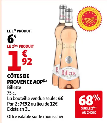 Promotie: Cotes de Provence AOP Billette
