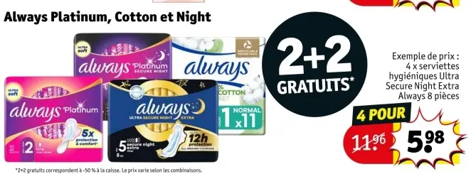 Offre: Always Platinum, Cotton et Night
