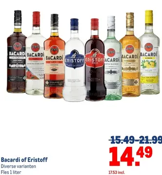 Aanbieding: Bacardi of Eristoff