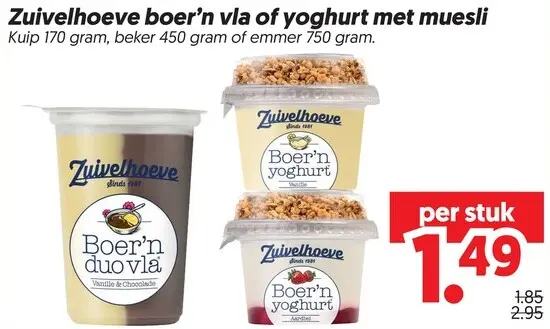 Aanbieding: Boer'n vla of yoghurt met muesli
