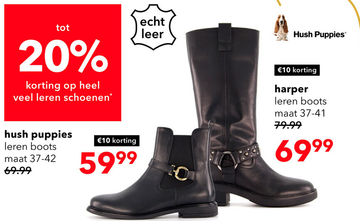 Aanbieding: Hush Puppies leren dames chelsea boots met gesp