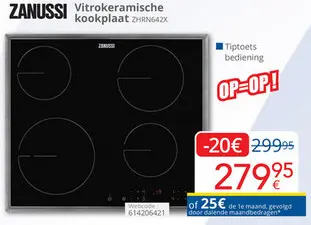Aanbieding: ZANUSSI Vitrokeramische kookplaat