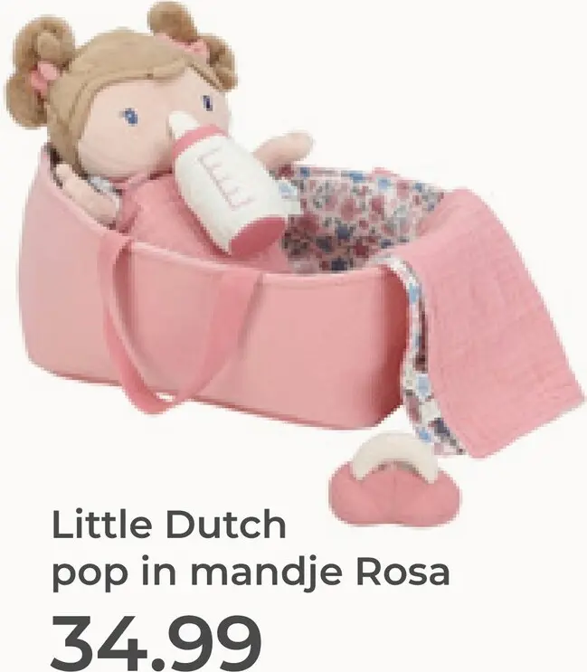 Aanbieding: Pop in mandje Rosa
