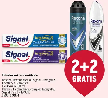 Offre: Déodorant ou dentifrice Rexona, Rexona Men ou
