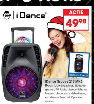 Aanbieding: Idance boombox met licht en wielen en Micro