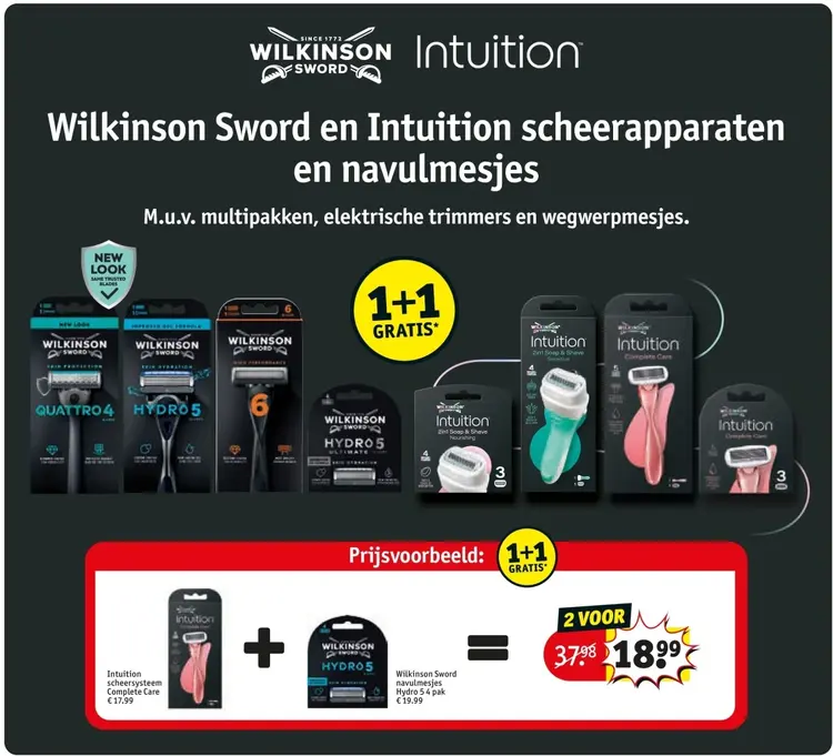Aanbieding: Wilkinson Sword en Intuition scheerapparaten en navulmesjes