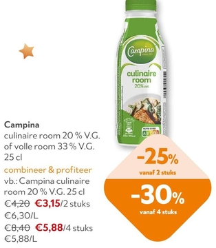 Aanbieding: Campina culinaire room of volle room