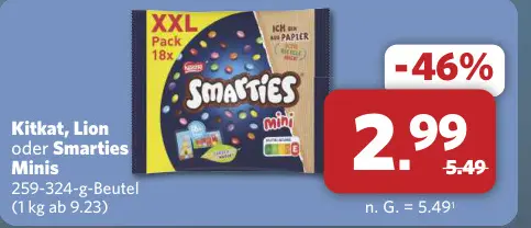 Aanbieding: Kitkat, Lion oder Smarties Minis