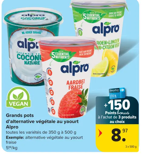 Offre: Grands pots d'alternative végétale au yaourt