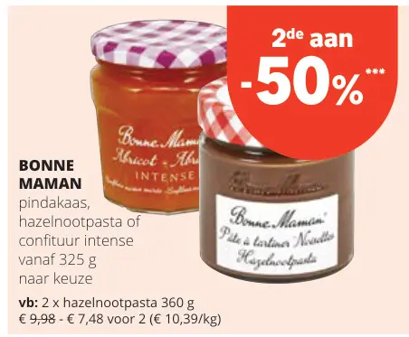 Promotie: Pindakaas, hazelnootpasta of confituur intense