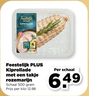 Aanbieding: Kiprollade met een takje rozemarijn