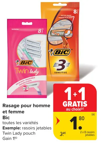 Offre: Rasage pour homme et femme